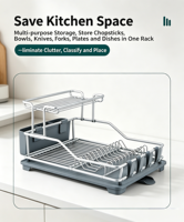 Étagère à vaisselle moderne à double niveau en aluminium anodisé argenté, résistante à la rouille, pour comptoir de cuisine, prix de gros