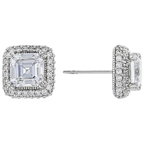 Ladies Jewelry Earrings CZ Cubic Zircon Crystal Gemstone Square Earrings Women Stud Earrings