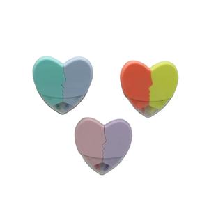 नया डिजाइन 2 में 1 प्यारा मिनी हाईलाइट पेन 2 रंग कावाई फ्लोरोसेंट मार्कर पेन बच्चों दिल का आकार कला मार्कर - Product Image 1