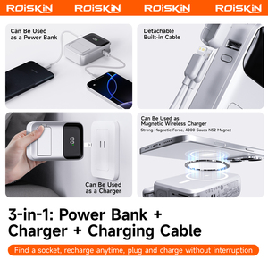 <span class=keywords><strong>Batterie</strong></span> externe portable 10000 mAh à charge rapide magnétique avec prise murale pliable 22,5 W – Essentiels de voyage pour <span class=keywords><strong>iPhone</strong></span> 17, 16, 15 (Modèle 2026) - Product Image 3