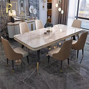 Mesa de Comedor de Estilo Francés en Oferta, Muebles Modernos para el Hogar, Mesa de Comedor con Tapa de Mármol y Patas de <span class=keywords><strong>Metal</strong></span> - Product Image 4