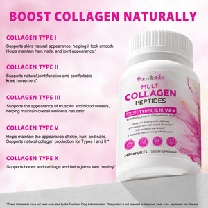 Acentialabs 240 Cápsulas de Péptidos de Colágeno Multi Complejo, Péptidos Hidrolizados, Suplementos con Biotina para Mujeres y Hombres - Product Image 5