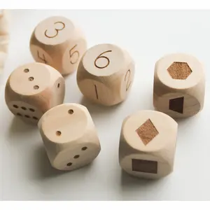 Custom Wooden Learning Dice | Learn Numbers Counting And Shapes Early Education Materials Engraved Shape Number Dice