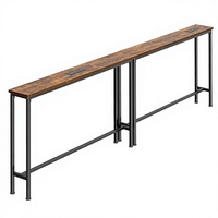 Ensemble de 2 tables consoles modernes de luxe en bois avec base tréteau et station de charge pour salon - Collection 2026