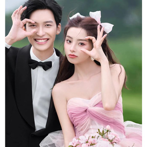 Pink Tulle Ball Gown Wedding Dress Sweetheart Neckline Empire Waistline For Outdoor Photography - Product Image 4