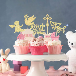 Décoration <span class=keywords><strong>de</strong></span> gâteau thème Communion et Baptême, ange et croix, pour table <span class=keywords><strong>de</strong></span> desserts, insert <span class=keywords><strong>de</strong></span> gâteau, vente chaude - Product Image 3