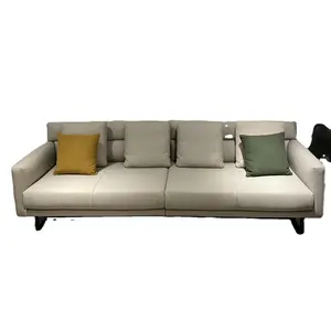 steel leg solid wood frame 45 density foam genuine leather half I shape italian sofa can be changed to fabric