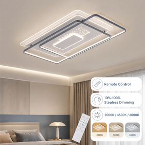 Modern Geometric Acrylic Iron Led Flush Mount <b>Ceiling</b> <b>Light</b> <b>Remote</b> Dimmable Tri Color High Power Living Room Bedroom - Product Image 4