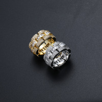 Bague CZ en laiton couleur or argent avec zircon cubique glacé, bijoux tendance hip-hop