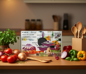 Juego de ollas de 12 piezas de acero inoxidable y cerámica antiadherente con tapas de vidrio, utensilios de cocina para estufas de gas e inducción - Product Image 2