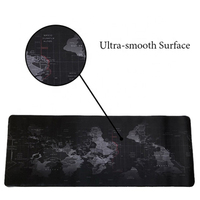 Alfombrilla de Ratón para Juegos Personalizada, Antideslizante, de Goma Natural, Resistente al Agua, Extragrande, con Mapa del Mundo Negro
