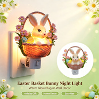 Osterhase Quadratischer Mittelgroßer Harzkorb 2026 Neuerscheinung Heim-Feiertagsgeschenke Nachtlicht LED-Stecker Kippschalter Wanddekoration
