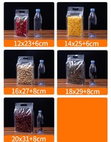 Sacs d'emballage personnalisables en polyéthylène transparent à fond plat, résistants à l'humidité, avec fermeture éclair, pour lait, gelée, sushi, chewing-gum