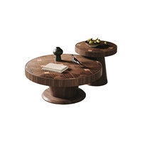 Table basse moderne en bois massif créative et durable, table d'appoint de luxe pour salon en noyer avec motif trèfle à quatre feuilles