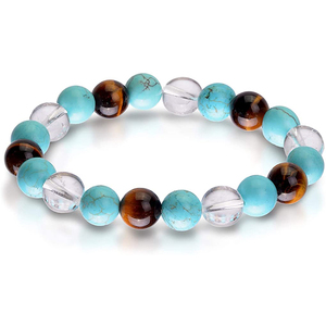 10mm Fashion Brown Tiger Eye Blue Howlite Turquoise <strong>Clear</strong> <strong>Quartz</strong> Gemstone Beads Personality Handmade Jewelry <strong>Bracelet</strong> for Gifts - Product Image 2