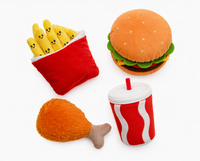 Jouets en peluche pour animaux de compagnie, jouets couineurs pour chiens, en forme de hot-dog, de frites, de hamburger, de Coca-Cola, pour la restauration rapide, vente en gros, de fabrication chinoise