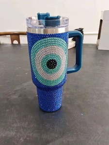 Bicchieri Termici Personalizzati in Acciaio Inox da 40oz con Cristalli e Strass, Isolamento Sottovuoto, Antigoccia, con Cannuccia e Decorazioni Occhio Malvagio - Product Image 5