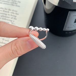 S925 Sterling Silver Round Bead <b>Ring</b> <b>Adjustable</b> Textured Design Unisex Everyday Wear - Product Image 5