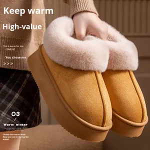 Pantuflas <span class=keywords><strong>de</strong></span> <span class=keywords><strong>Plataforma</strong></span> <span class=keywords><strong>con</strong></span> Suela Gruesa para Mujer, Pantuflas <span class=keywords><strong>de</strong></span> Felpa para Otoño e Invierno, Antideslizantes, Duraderas, para Usar en Interiores y Exteriores, <span class=keywords><strong>Botas</strong></span> <span class=keywords><strong>de</strong></span> Nieve - Product Image 2