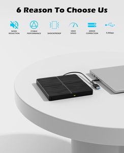 Lecteur optique externe <span class=keywords><strong>DVD</strong></span> RW, <span class=keywords><strong>graveur</strong></span>, transfert <span class=keywords><strong>de</strong></span> données haute vitesse, USB 3.0, compatible <span class=keywords><strong>DVD</strong></span>-RW avec PC <span class=keywords><strong>de</strong></span> bureau - Product Image 2