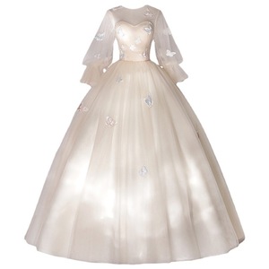 Champagne Evening Gown Sweetheart Neckline 3D Flowers Long Fitted Dress For Hosts Stage Performance - Product Image 5