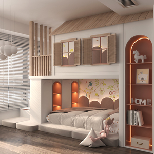 JINS letto a soppalco in legno massello con Design sfalsato e <span class=keywords><strong>casa</strong></span> sull'albero vuoto per ragazzi ragazze camera da letto scuola Hotel palestra o Villa appartamento - Product Image 2