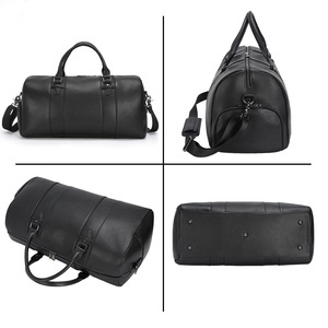 Sac de voyage unisexe vintage en cuir de vachette, personnalisable, pour le sport, avec compartiment à chaussures, 20-35L, fermeture éclair - Product Image 4