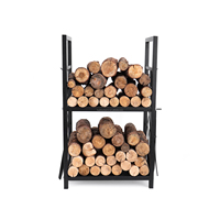Support à bûches pour cheminée avec 4 outils, porte-allume-feu, porte-bois pour le rangement du bois, support à bûches