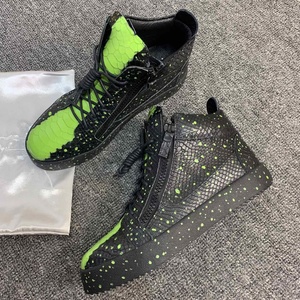 Zapatos informales de alta calidad para hombre y mujer, zapatillas altas de cuero auténtico, tenis Unisex <span class=keywords><strong>GZ</strong></span> 35-48, zapatos deportivos de marca de lujo 0887 - Product Image 4