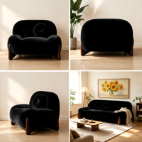 2026 Neues Modernes Italienisches Ultra-Einfaches Cremefarbenes Wolken-Inspiriertes Beflocktes Stoff-Relaxsofa Modulares Zweisitzer-Ecksofa