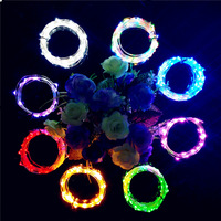Bouchon de bouteille de vin fil de cuivre lampe ambiance guirlande lumineuse LED bouton batterie coloré fleur cadeau