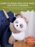 Vente chaude belle répétition mignonne parlant jouets en peluche sac électrique panda en peluche avec biberon