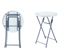 Table de cocktail pliante ronde de 80 cm, hauteur 110 cm, plateau en plastique, mobilier d'extérieur portable pour fêtes, mariages et événements