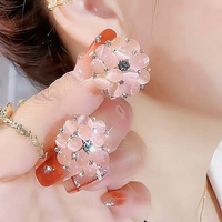 Anting Bunga Kristal Bertabur Berlian Sederhana, Anting Temperamen Wanita Modis, Hadiah Perhiasan Anting