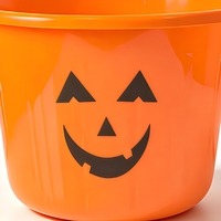Seau à bonbons en plastique orange pour Halloween, avec poignée, réutilisable, pour enfants, idéal pour les fêtes