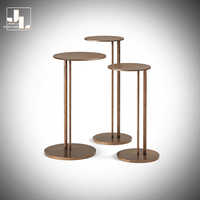 Ensemble de table d'appoint de luxe pour salon de villa de style moderne, table d'angle en métal gris pour hôtel et restaurant