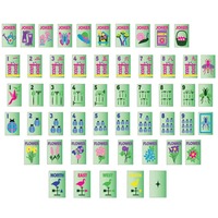 Garten-Insekten-Mahjong-Set: Florale Tischmatte mit Marienkäfer, Biene und Schmetterling – Geprägte, durchscheinende Jade-Acryl-Mahjong-Steine