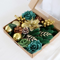ESTICK Boîte Cadeau de Noël DIY Faite à la Main Style Américain en Résine Plastique et Mousse, Fleur de Rose Écologique pour Anniversaire et Fêtes