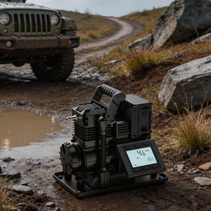 Mini <span class=keywords><strong>pompe</strong></span> à air électrique portable pour pneus de vélo et de voiture, moteur sans balais en métal <span class=keywords><strong>automatique</strong></span> avec jauge numérique, utilisation tout-terrain - Product Image 1