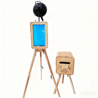 Machine photomaton portable rétro à double face en bois avec appareil photo et imprimante, style Surface Pro, pour DSLR et iPad