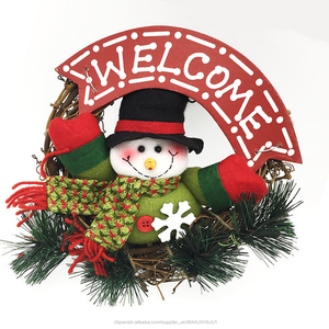 Pequeño muñeco de nieve de mimbre corona alce muñeca colgante de puerta de madera decoraciones de Navidad - Product Image 5