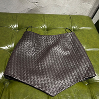 Jupe multi-lignes en A tissée à la main, jupe en peau de mouton véritable, mini-jupes en daim pour femmes