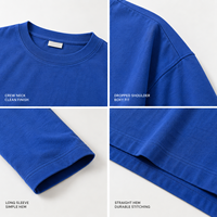 T-shirt unisexe personnalisé 230 GSM 100 % coton coupe ample à manches longues pour homme, épaules tombantes, poche, vierge, streetwear décontracté, vente en gros, OEM