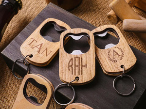 Wood Eco-Friendly Bottle Opener Keychain Personalized Engraved Monogram Letterpress Printed Portable Wooden <b>Keyring</b> Gift for <b>Men</b> - Product Image 6