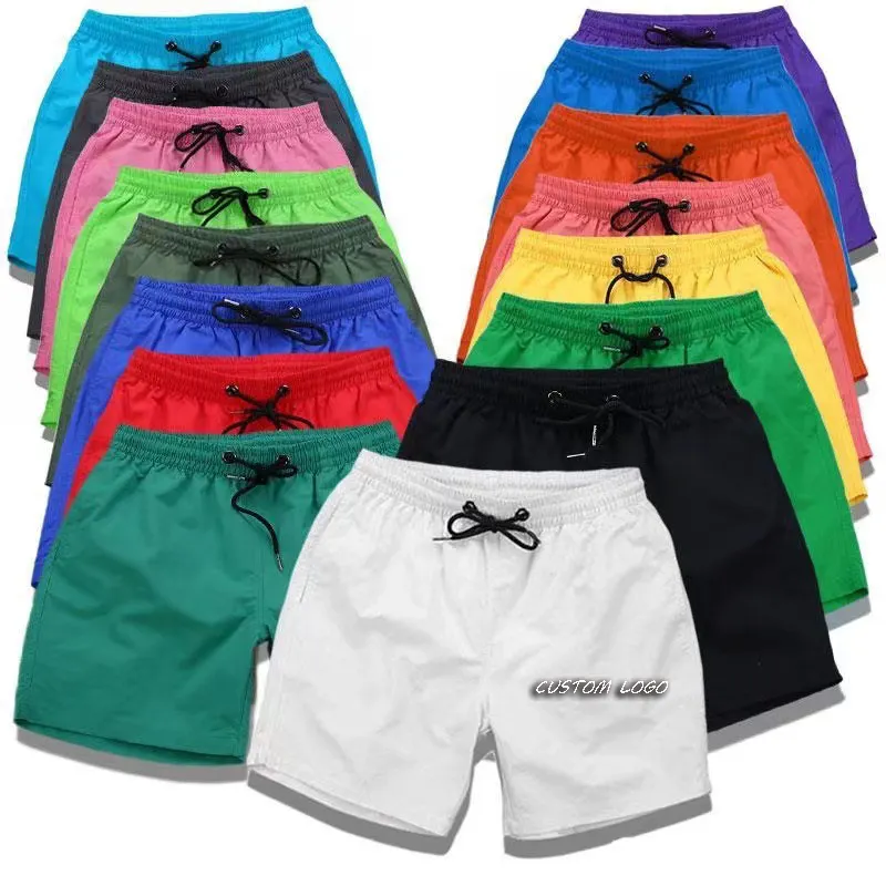 Herren Bades horts Benutzer definiertes Logo Einfarbige Bade bekleidung Dünne Turnhalle Blank Sport Jogger Plus Size Strand Badehose Für Männer