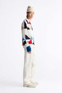 Logotipo personalizado OEM y ODM Hombres Intarsia Suéter de manga larga de punto de invierno de cuello redondo de punto de algodón Suéteres de los hombres - Product Image 4