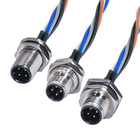 Montaje en panel conector M12 2 3 4 5 6 8 12 17 pin Ip67 Ip68 impermeable macho hembra M12 MONTAJE DE Cable de montaje trasero en Panel