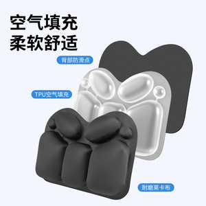 Coussin de soutien lombaire gonflable en forme de U noir pour voiture, bureau, dossier de siège, soulagement de la posture, correction de la posture - Product Image 4