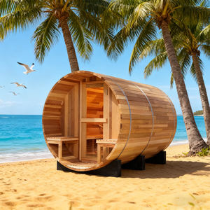 Harga Bagus 4 orang luar ruangan terapi lampu merah Sauna luar ruangan barel pada desain baru dengan eksterior Hemlock gaya baru - Product Image 6