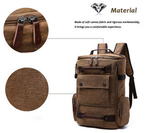 Mochila de Lona Retro de Gran Capacidad ZUOLUNDUO, Estilo Vintage con Cierre de Cremallera, Bolso para Portátil Resistente y Duradero para Viajes - Product Image 4